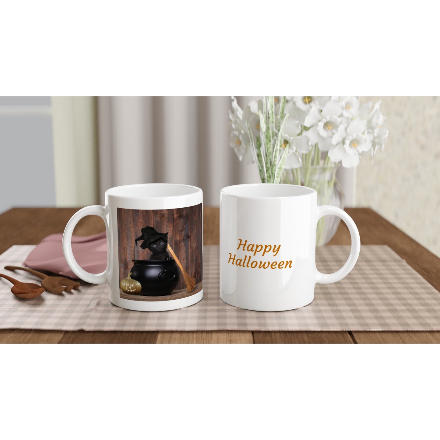 Cat in Cauldron Halloween Mug