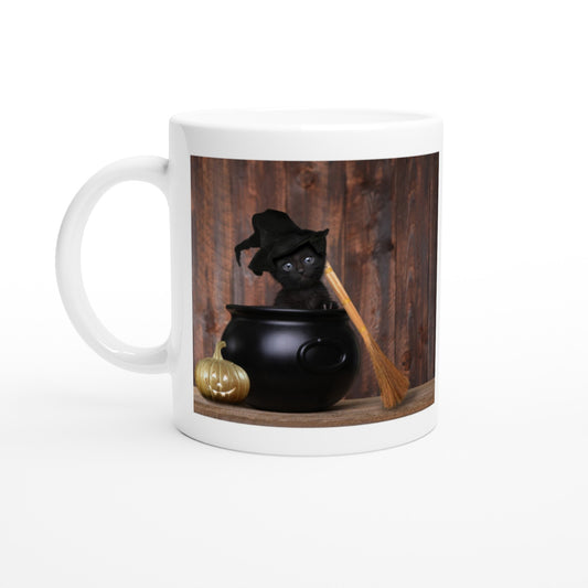 Cat in Cauldron Halloween Mug