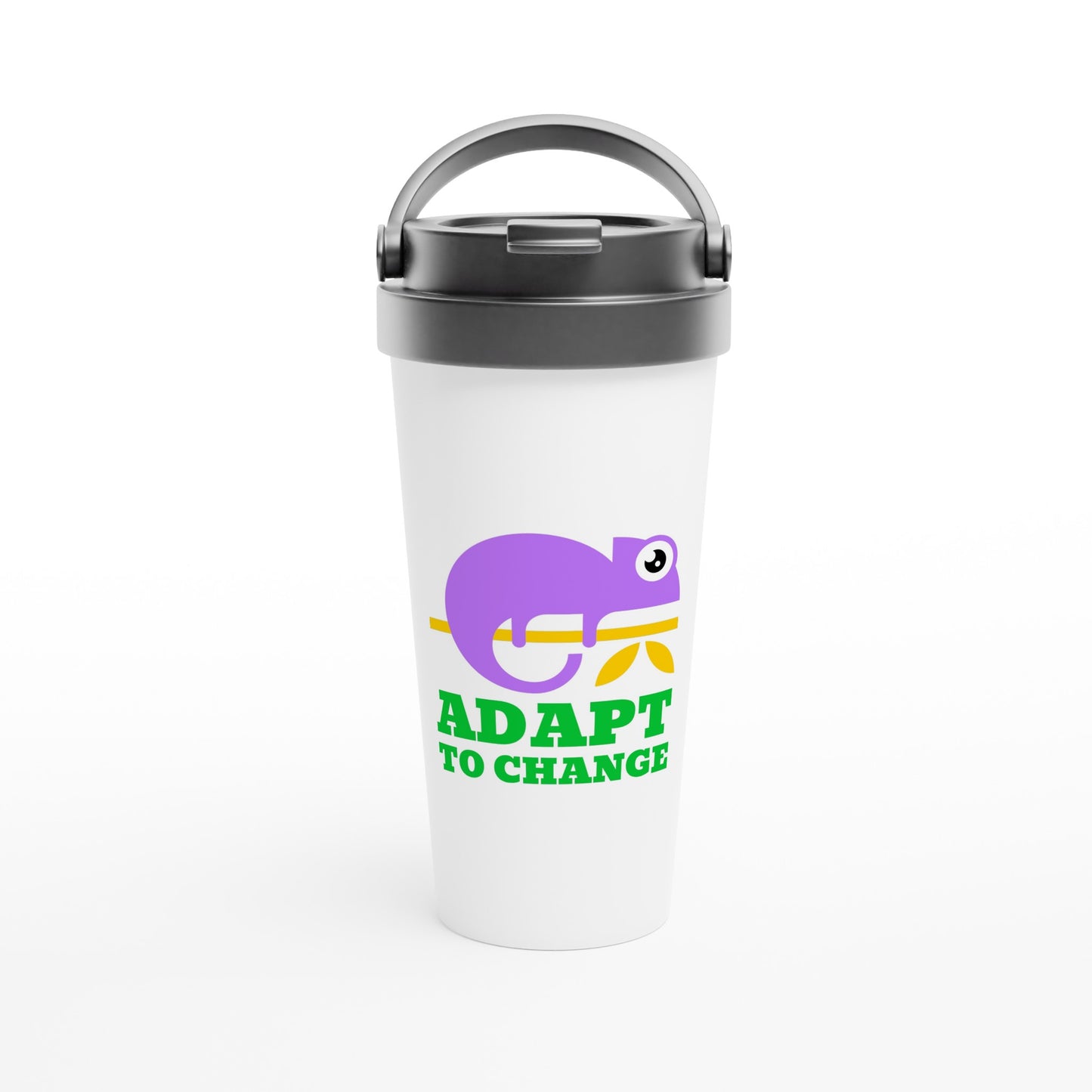 White 15oz Stainless Steel Adapt to Change Travel Mug