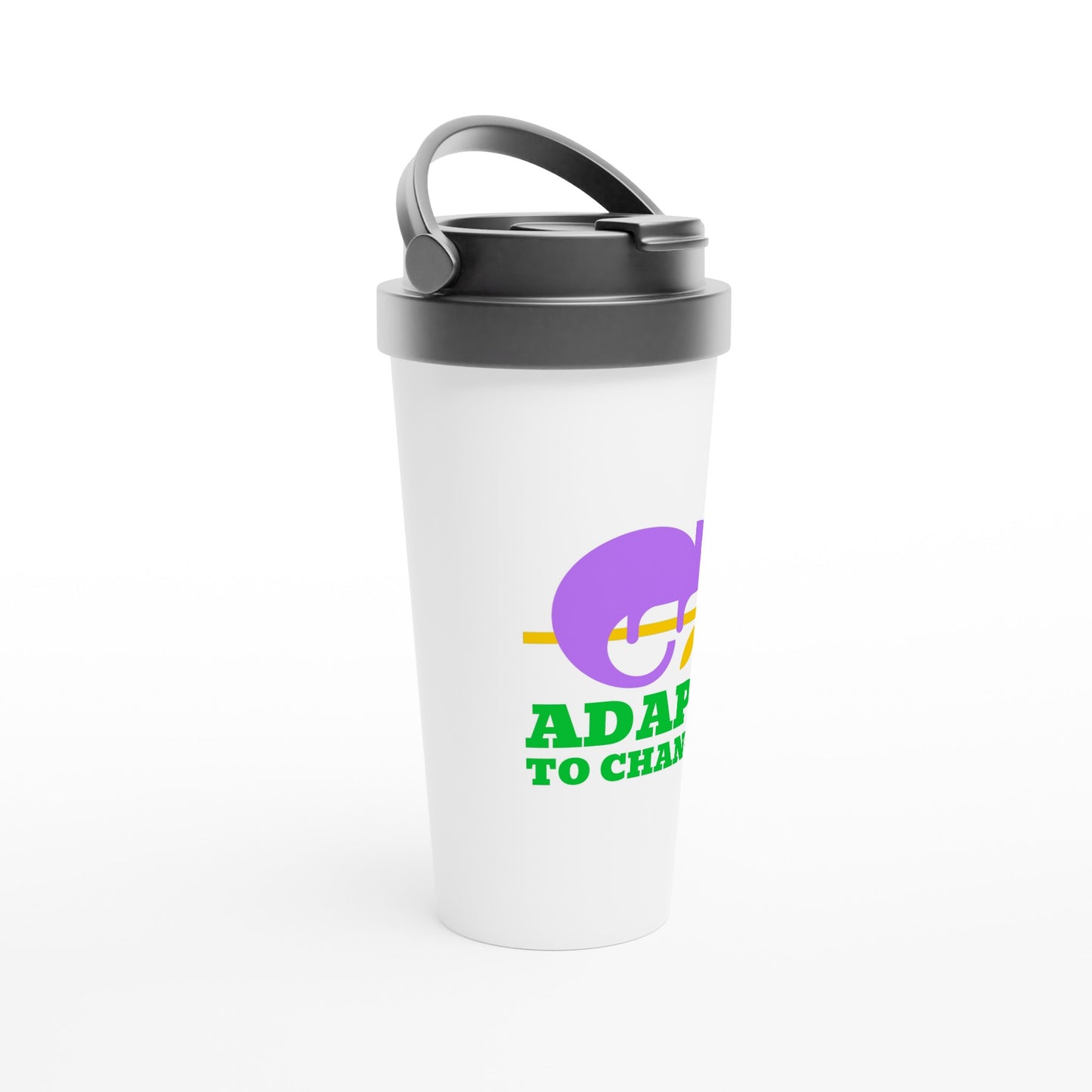 White 15oz Stainless Steel Adapt to Change Travel Mug